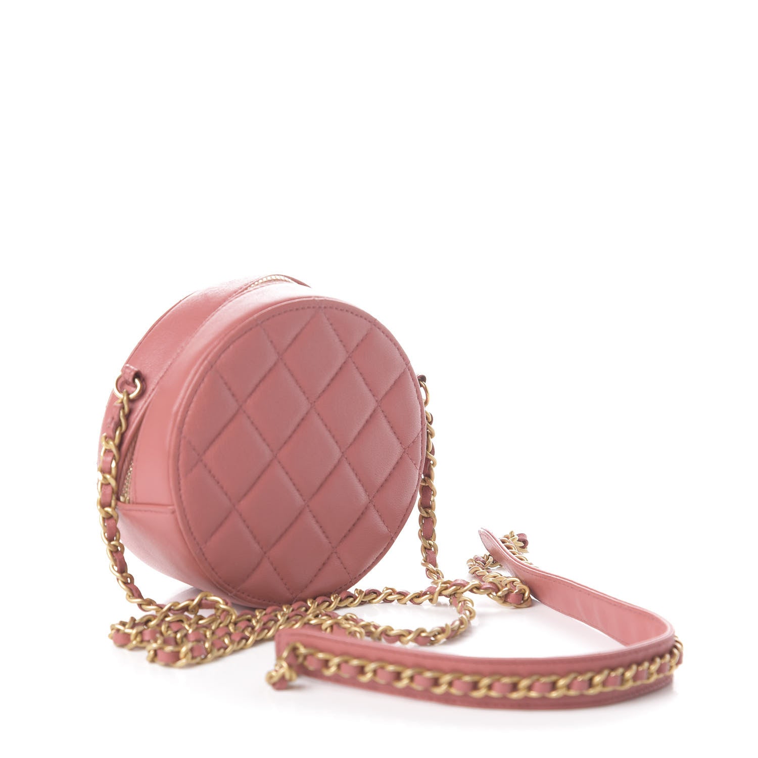 Chanel Lambskin Quilted Round Clutch With Chain Pink 3 of 10