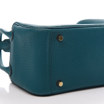 Hermes Taurillon Clemence Mini Lindy 20 Vert Bosphore 7 of 9