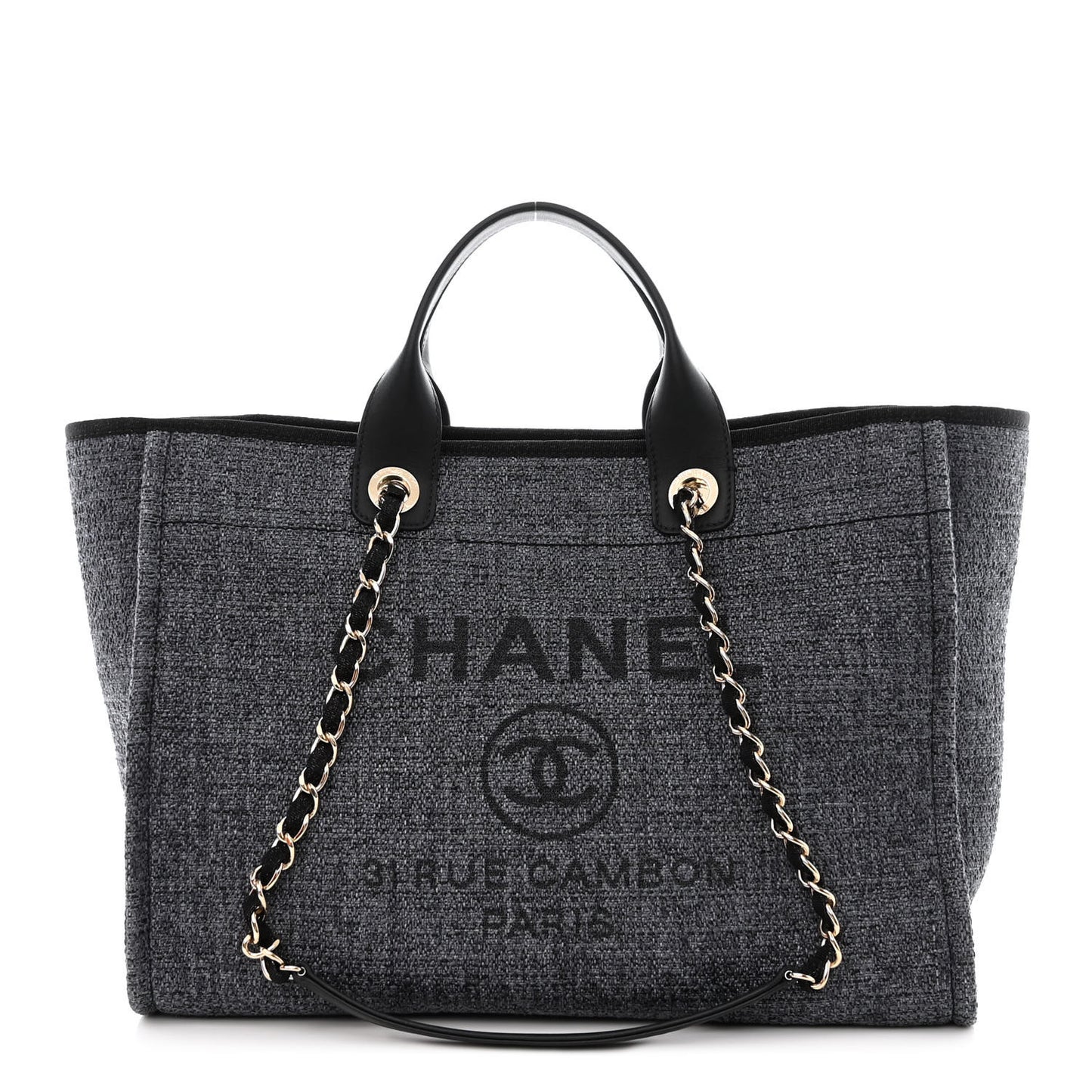 Lurex Boucle Medium Deauville Tote Black
