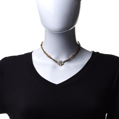 Gucci Crystal Embellished Double G Necklace Aged Gold 2 of 9