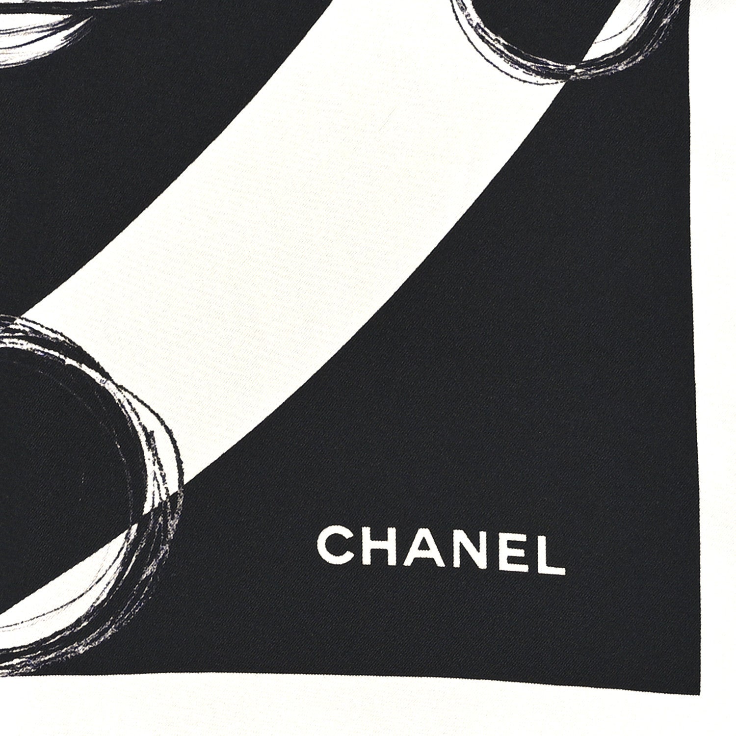 Chanel Silk CC Planet Scarf White Black 4 of 8
