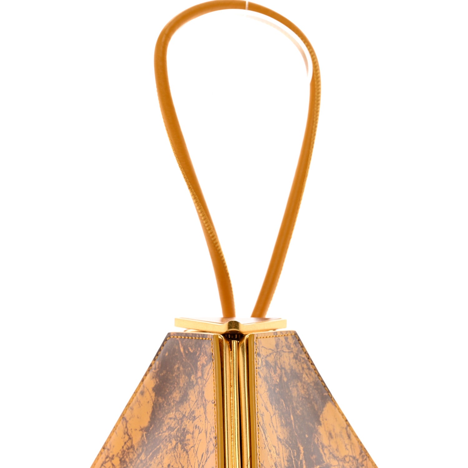 Bottega Veneta Spazzolato Calfskin Pyramid Bag Gold Marble 5 of 10