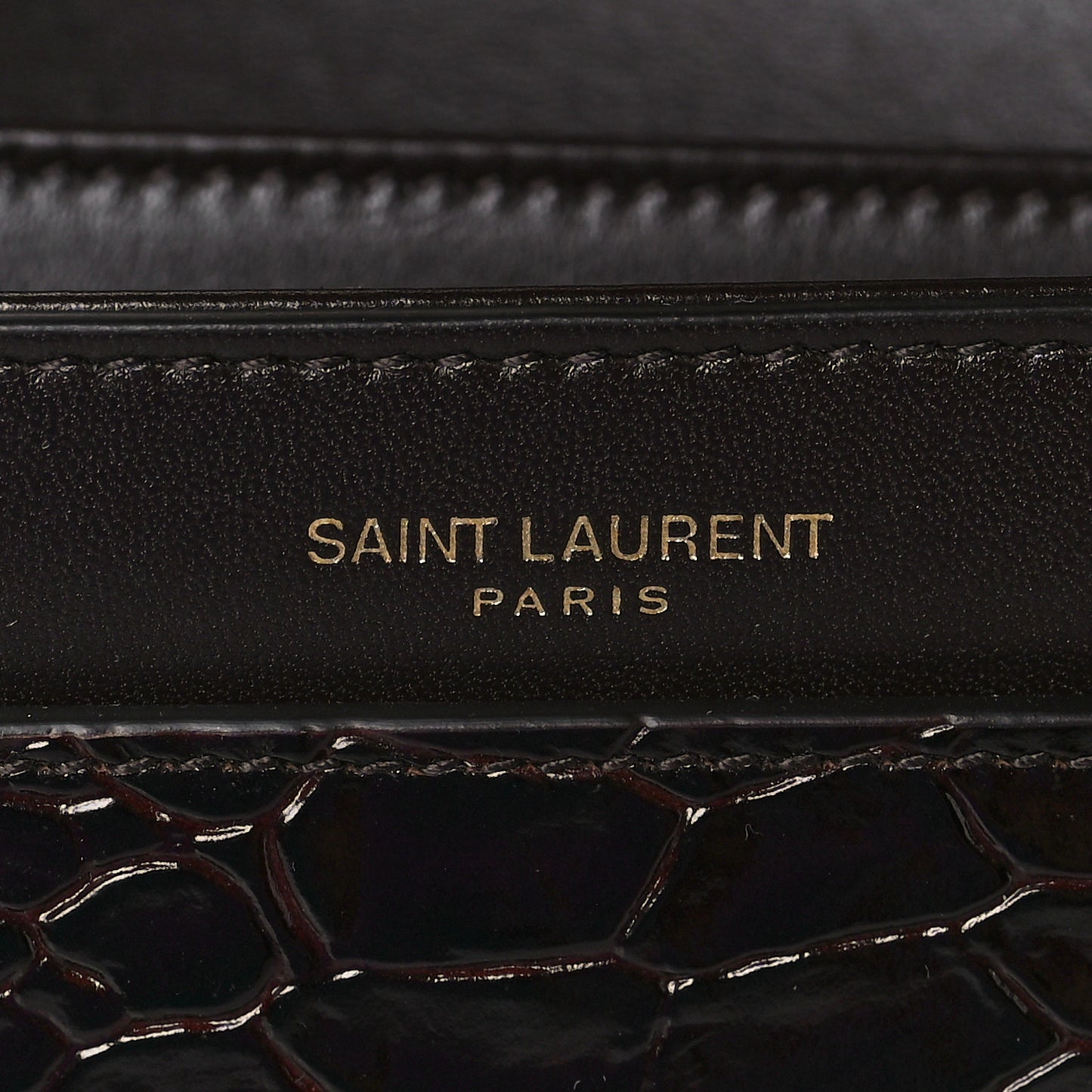 Shiny Crocodile Embossed Calfskin Le Maillon Satchel Coffee