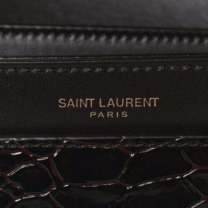 Saint Laurent Shiny Crocodile Embossed Calfskin Le Maillon Satchel Coffee 6 of 9