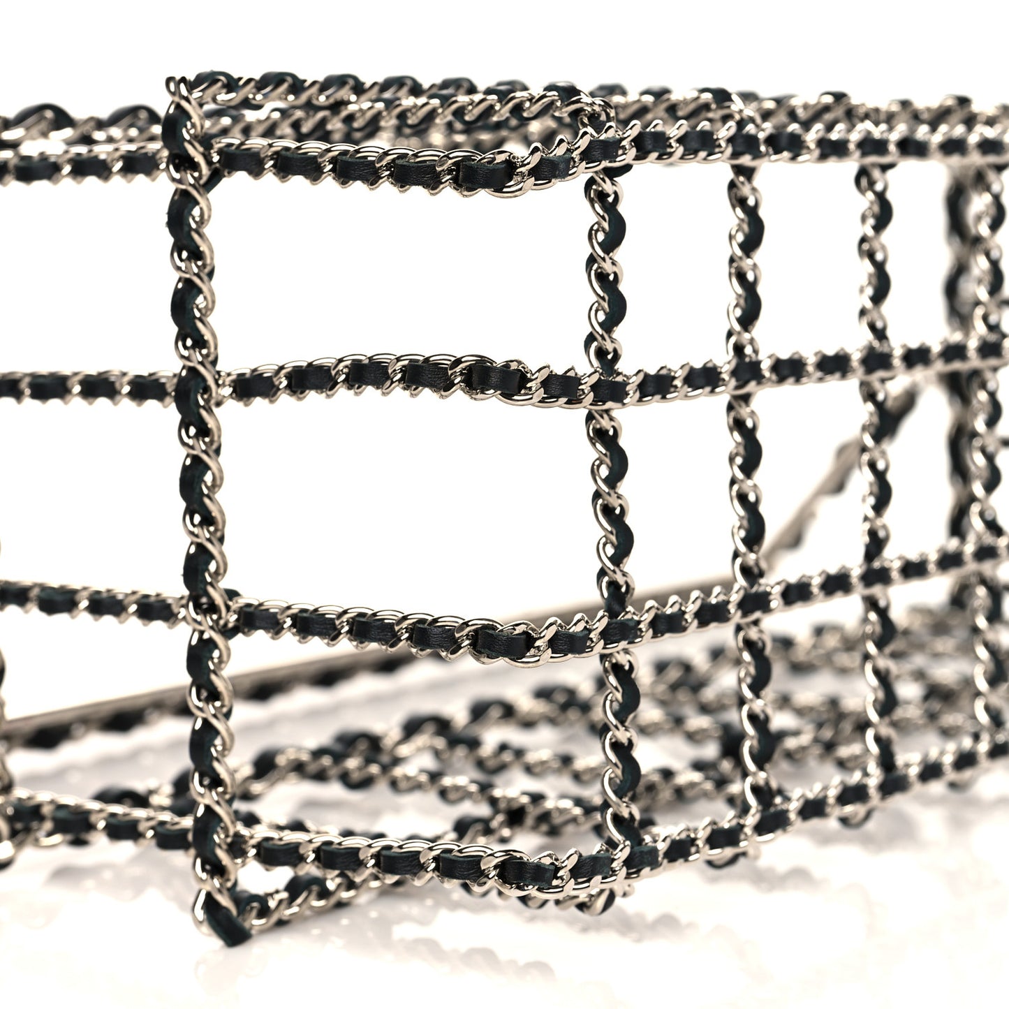Brass Calfskin Grocery By Chanel Minaudiere Shopping Basket Silver