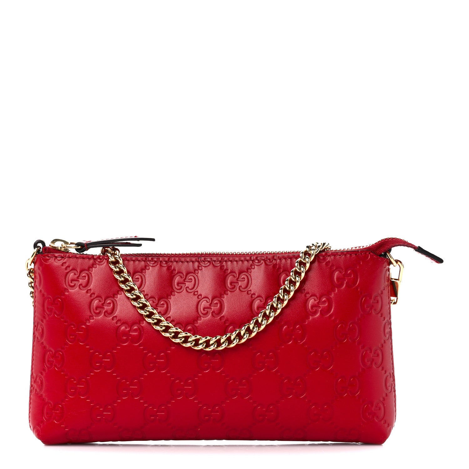 Gucci Guccissima Signature Wrist Wallet Hibiscus Red 1 of 12