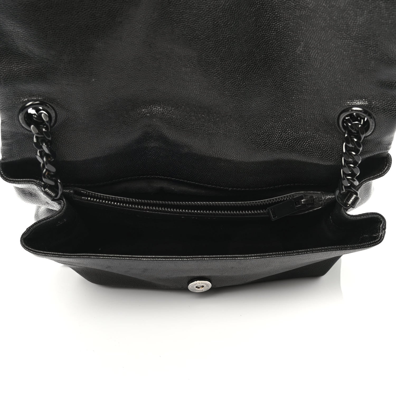 Saint Laurent Grain De Poudre Medium West Hollywood Monogram Fold-Over Black 4 of 4