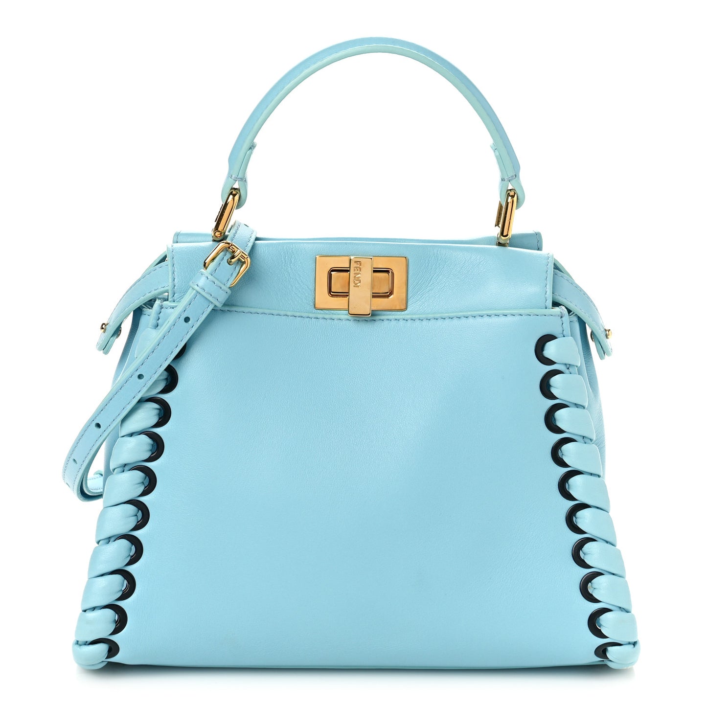 Nappa Lace Up Mini Peekaboo Iconic Satchel Turchese