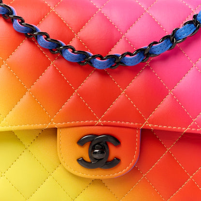 Chanel Calfskin Quilted Medium Rainbow Double Flap Multicolor 9 of 12
