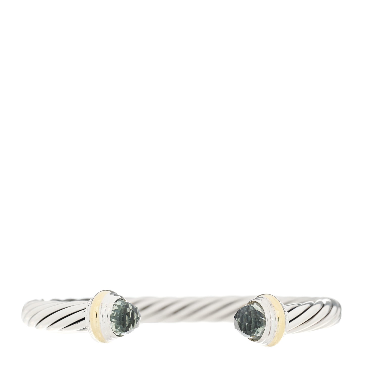 DAVID YURMAN Sterling Silver 14K Yellow Gold Prasiolite 7mm Cable Classics Bracelet
