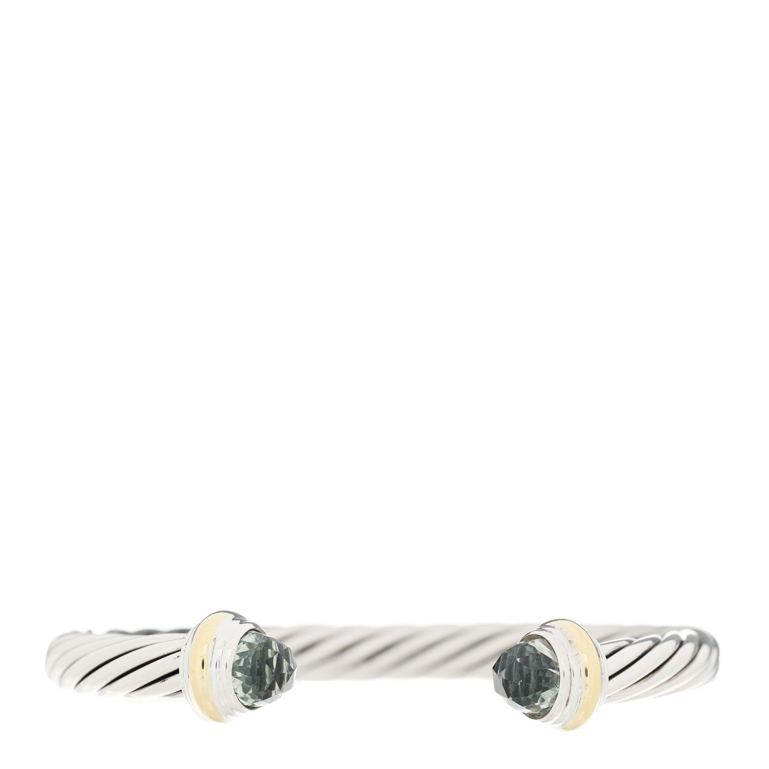 David Yurman DAVID YURMAN Sterling Silver 14K Yellow Gold Prasiolite 7mm Cable Classics Bracelet 1 of 3