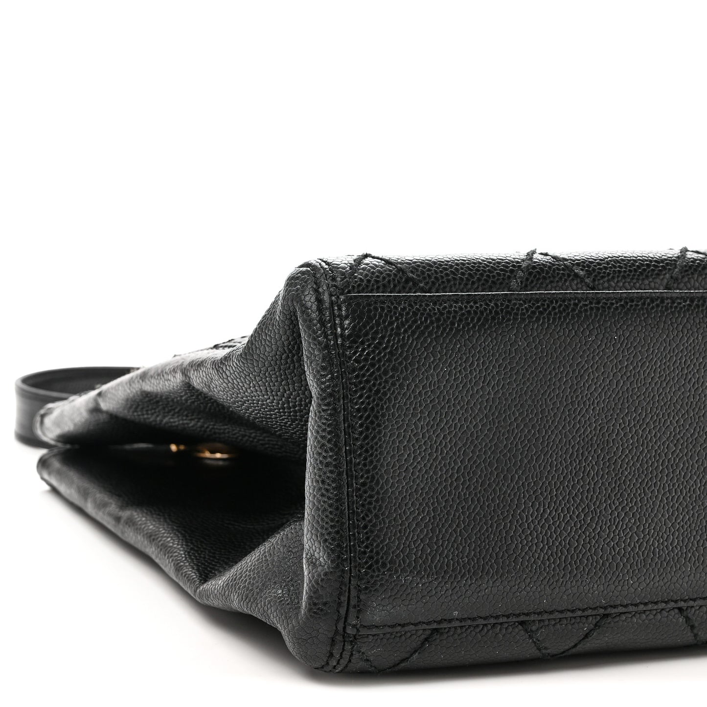 Caviar Quilted Shopping Tote Black