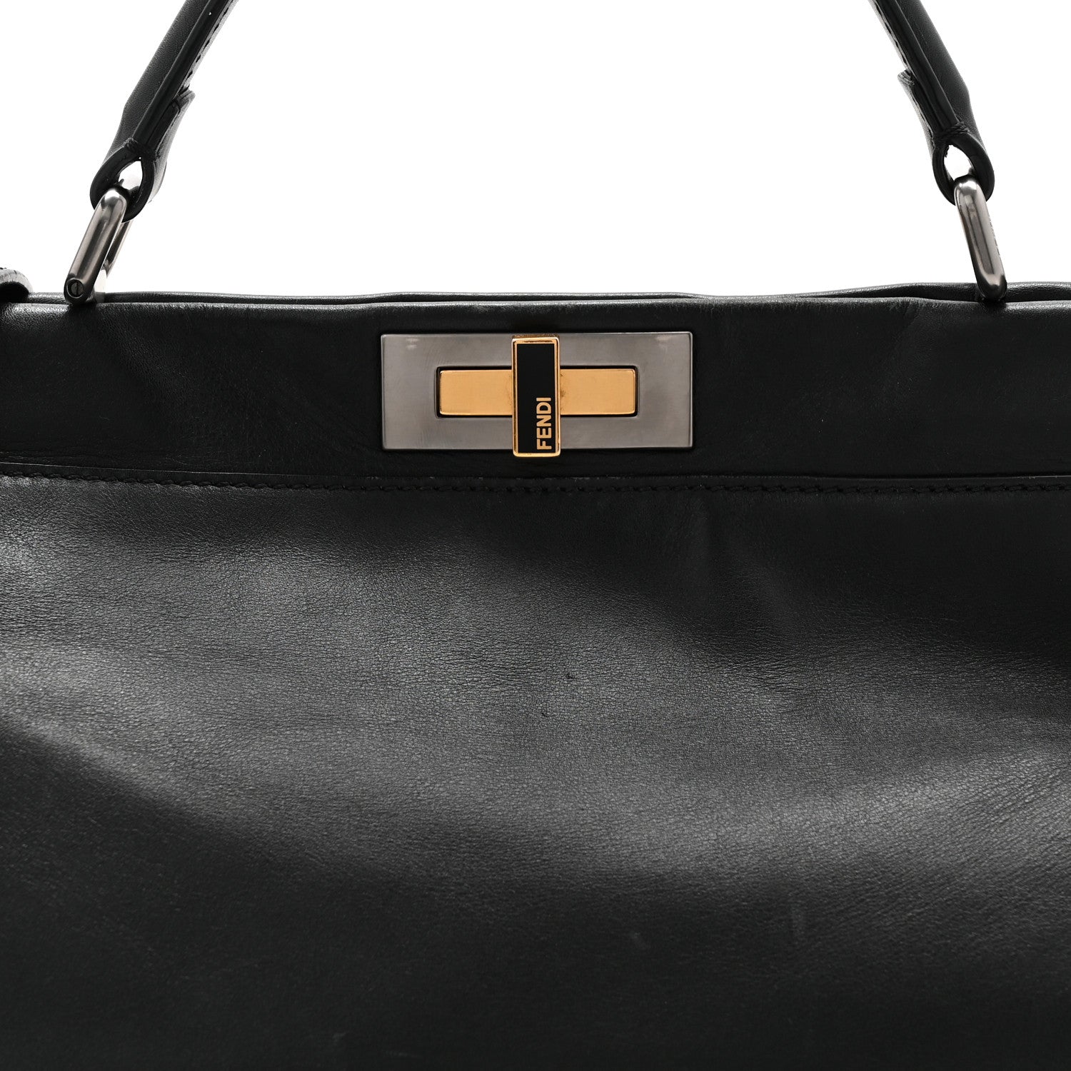 Fendi Calfskin Calf Hair Leopard Print Large Peekaboo Iconic Satchel Black 9 of 13