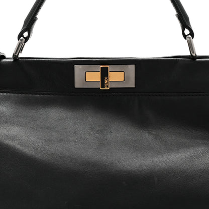 Fendi Calfskin Calf Hair Leopard Print Large Peekaboo Iconic Satchel Black 9 of 13