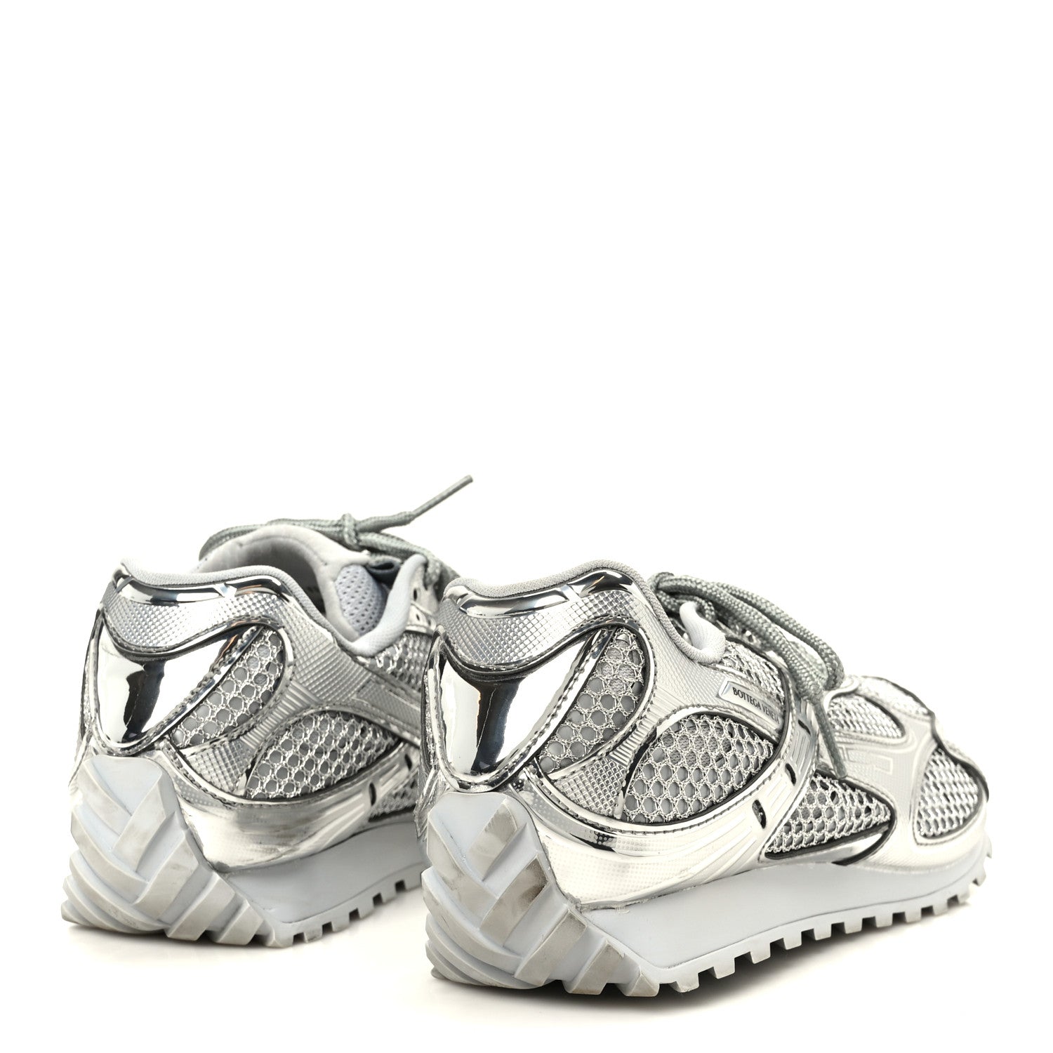 Bottega Veneta Calfskin Fishnet Fabric Orbit Sneakers 39 Silver 5 of 10