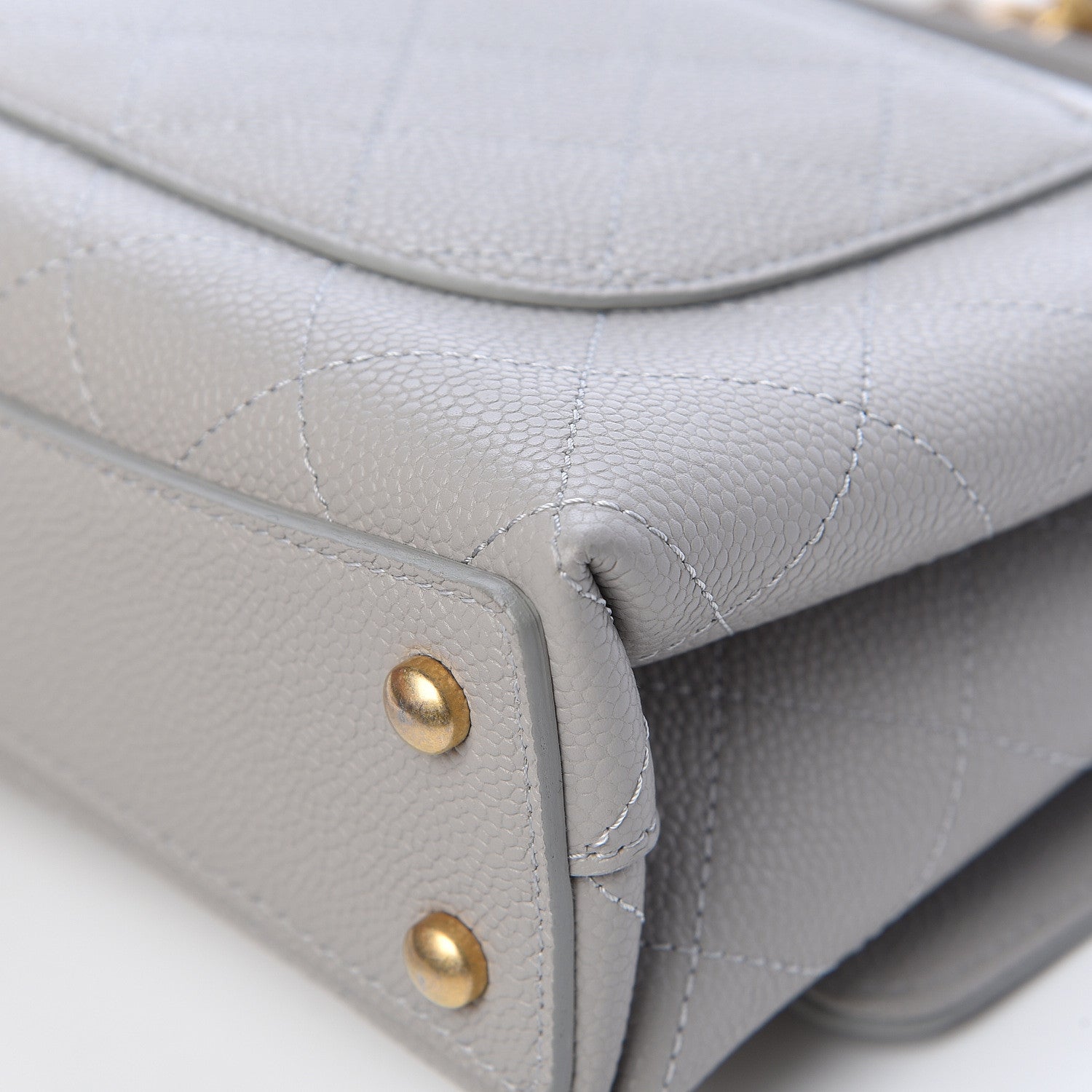 Chanel Grained Calfskin Small Stitched Flap Grey 12 of 13