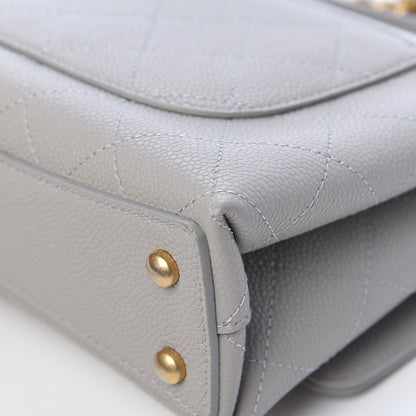 Chanel Grained Calfskin Small Stitched Flap Grey 12 of 13