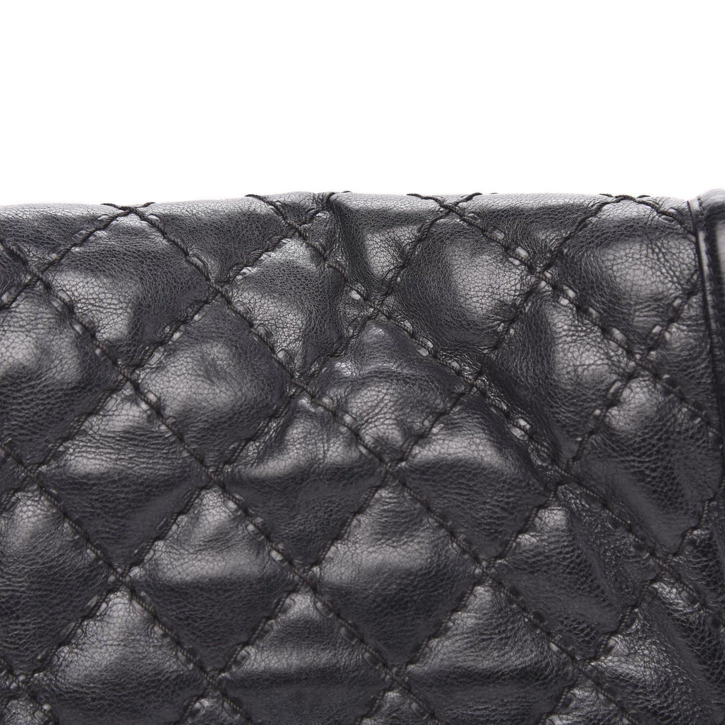 Calfskin Double Stitch Medium Boy Flap Black