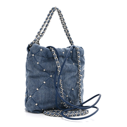 Chanel Washed Denim Quilted Studded Mini Chanel 22 Blue 2 of 10