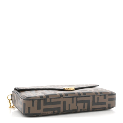 Fendi Vitello Soft F is Fendi Bi-Color FF 1974 Embossed Envelope Wallet On Chain with Pouches Maya Black 4 of 10
