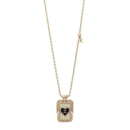 Chanel Metal Resin Enamel Crystal CC Necklace Gold Black White 1 of 7