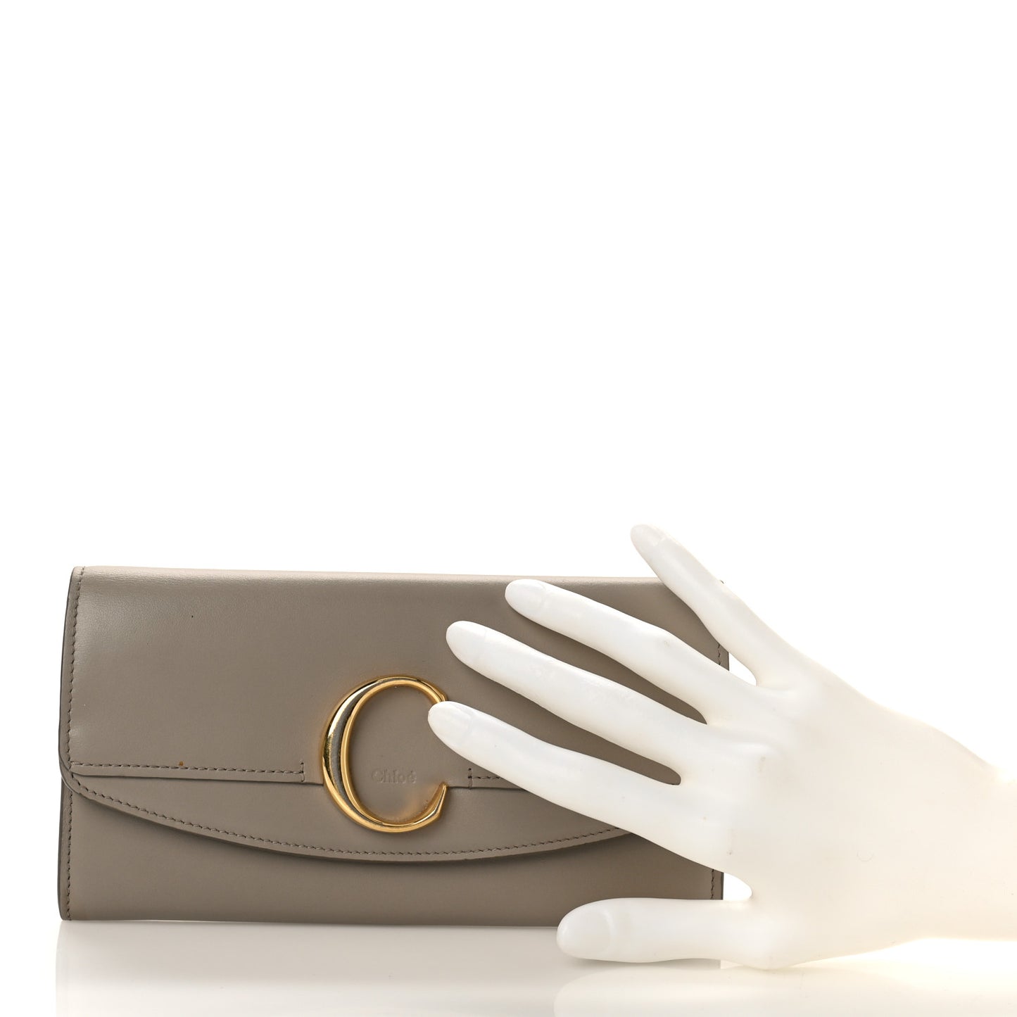 Smooth Calfskin Chloe Long Wallet Motty Grey