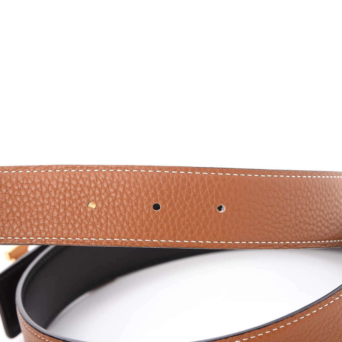 Box Taurillon Clemence 32mm H Belt 80 Black Gold