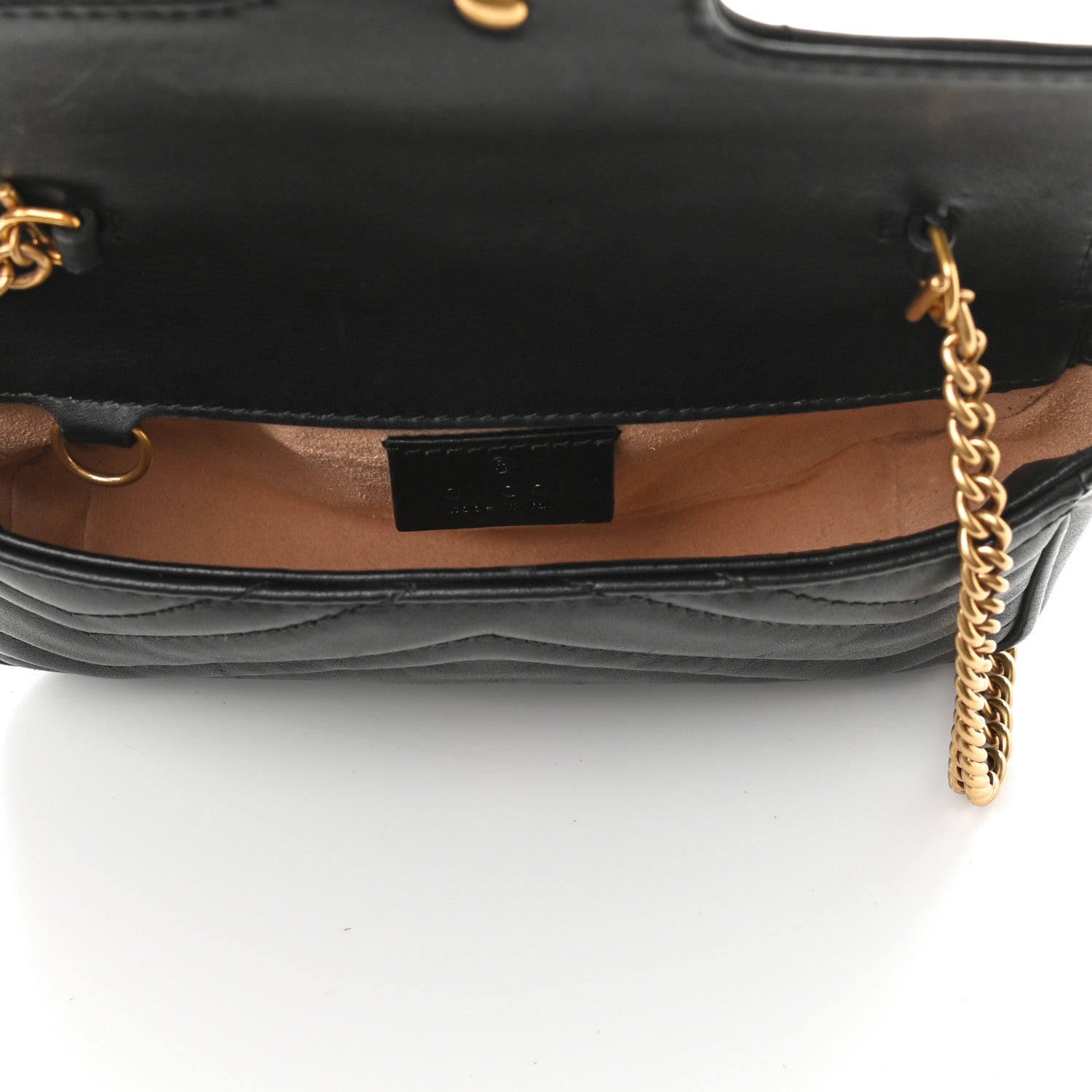 Gucci Calfskin Matelasse Super Mini GG Marmont Shoulder Bag Black 5 of 9