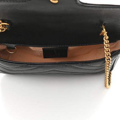 Gucci Calfskin Matelasse Super Mini GG Marmont Shoulder Bag Black 5 of 9