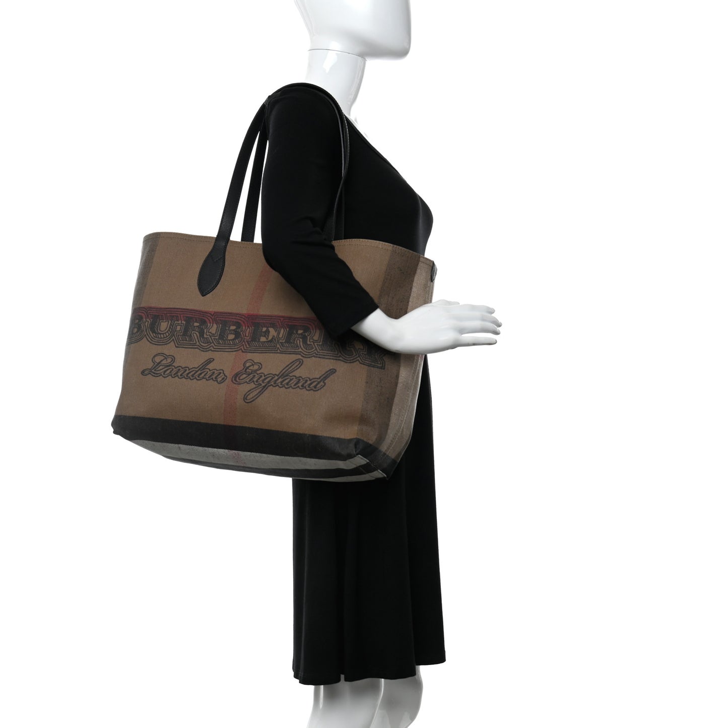 Coated Canvas Mega Check Medium Doodle Tote Black
