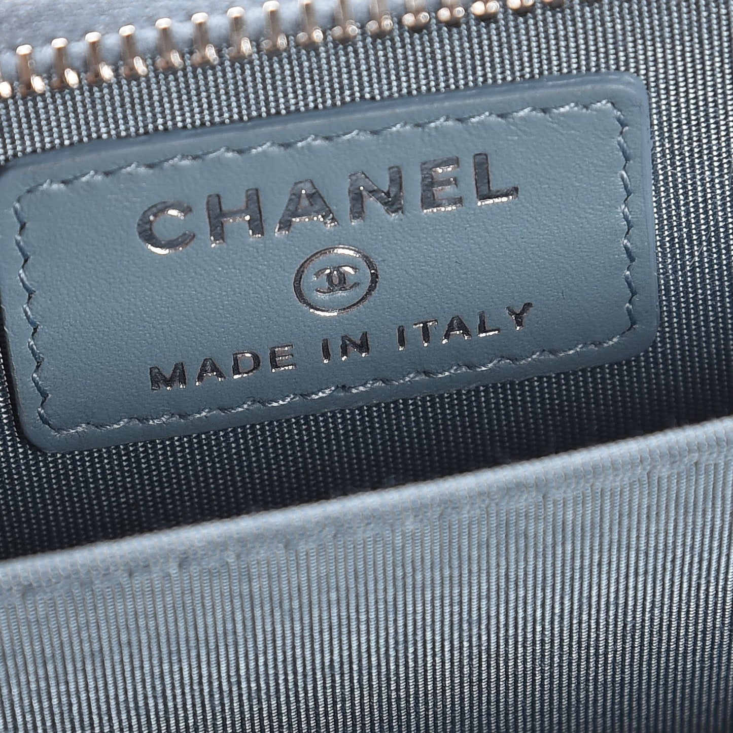 Lambskin Camellia Embossed Studded Zip Coin Purse Blue