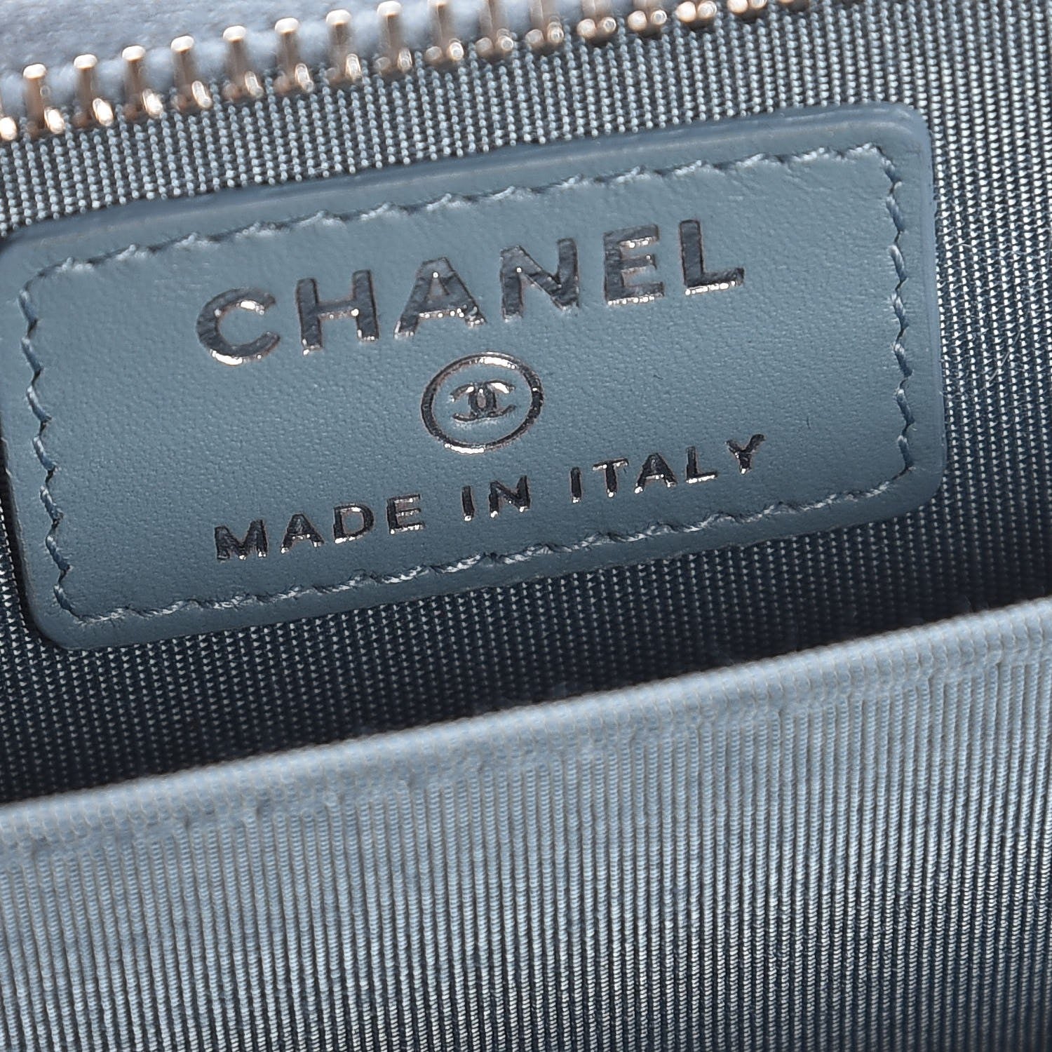 Chanel Lambskin Camellia Embossed Studded Zip Coin Purse Blue 6 of 8