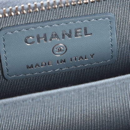Chanel Lambskin Camellia Embossed Studded Zip Coin Purse Blue 6 of 8