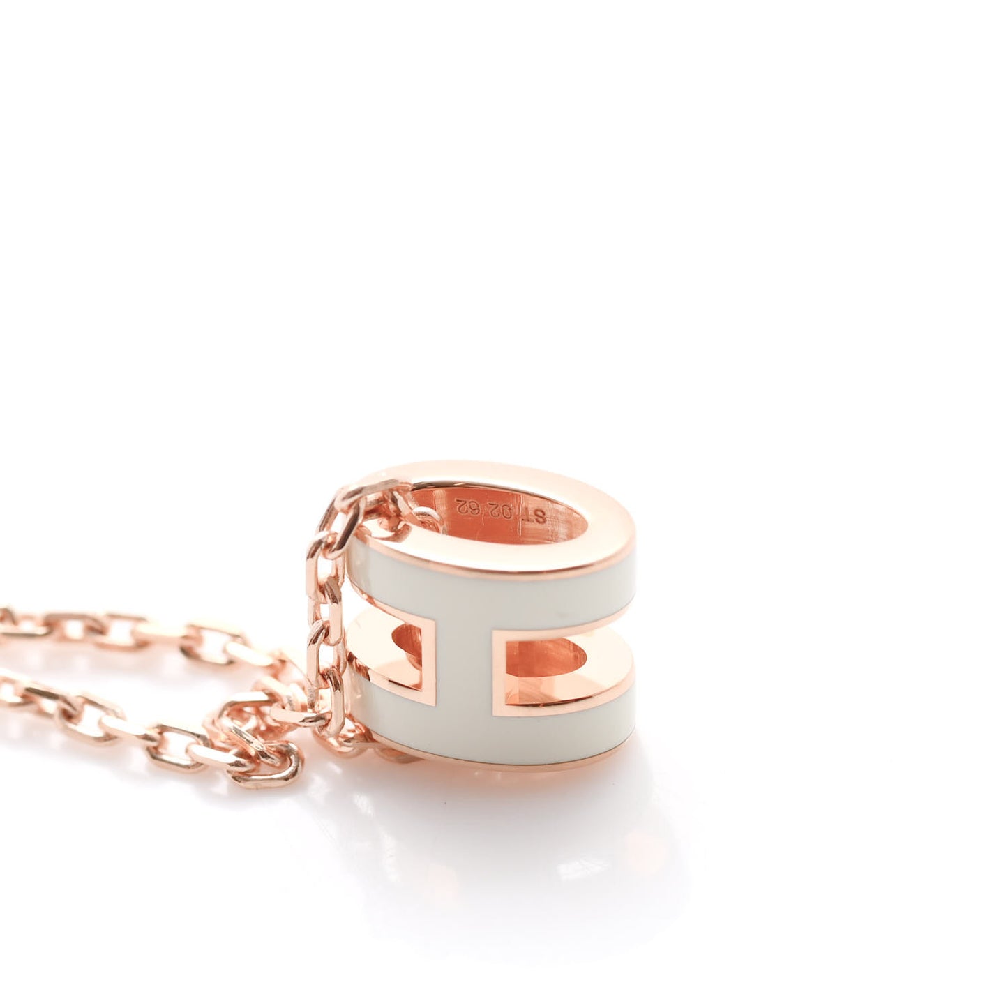 Lacquered Rose Gold Mini Pop H Pendant Necklace White