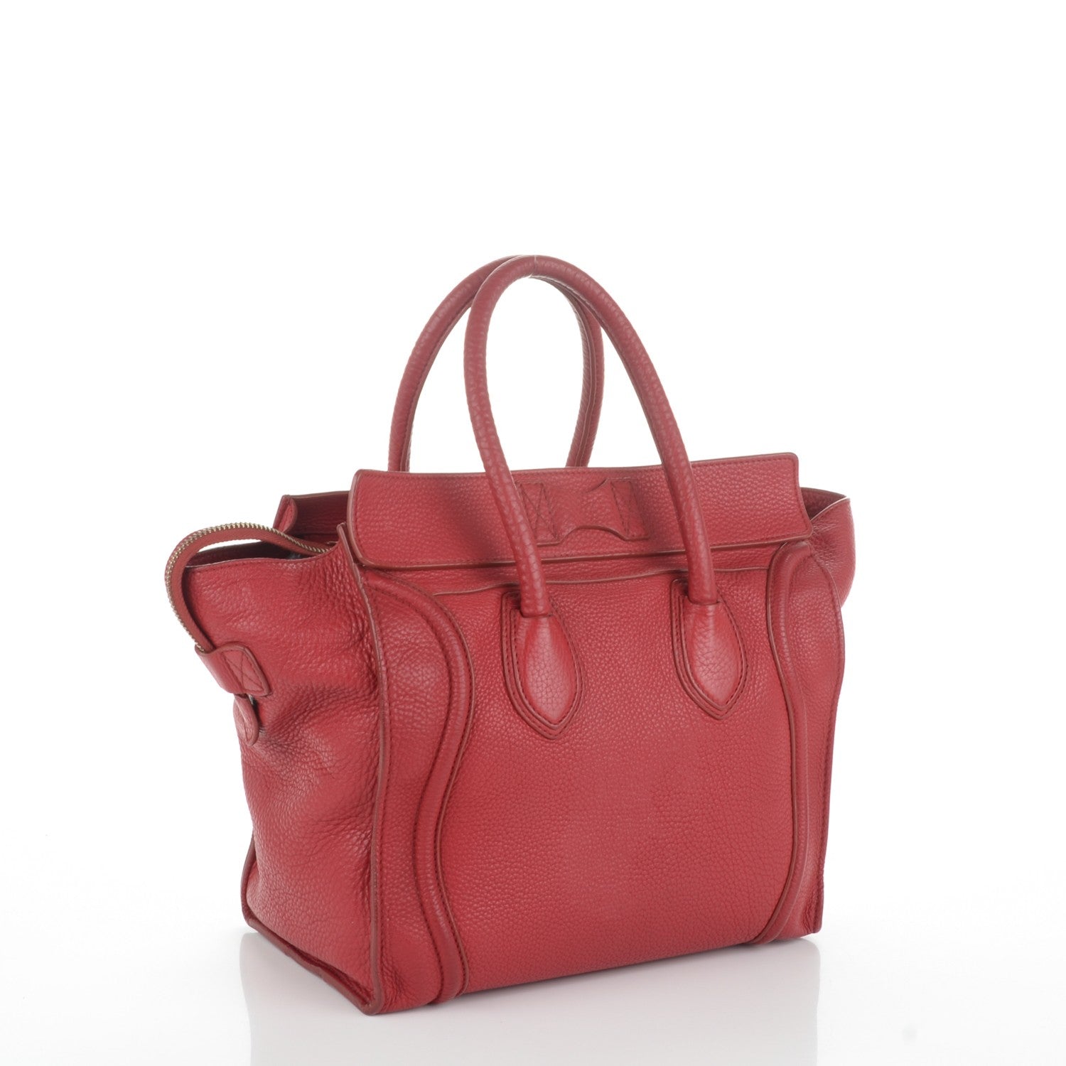 Celine Pebbled Calfskin Mini Luggage Red 3 of 7
