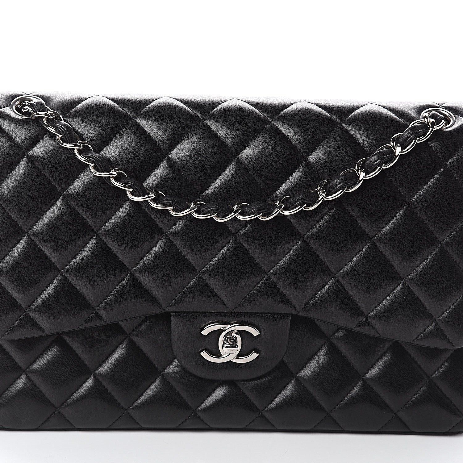 Chanel Lambskin Quilted Jumbo Double Flap Black 7 of 9