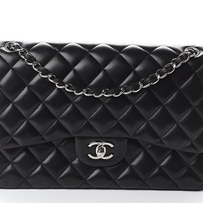 Chanel Lambskin Quilted Jumbo Double Flap Black 7 of 9