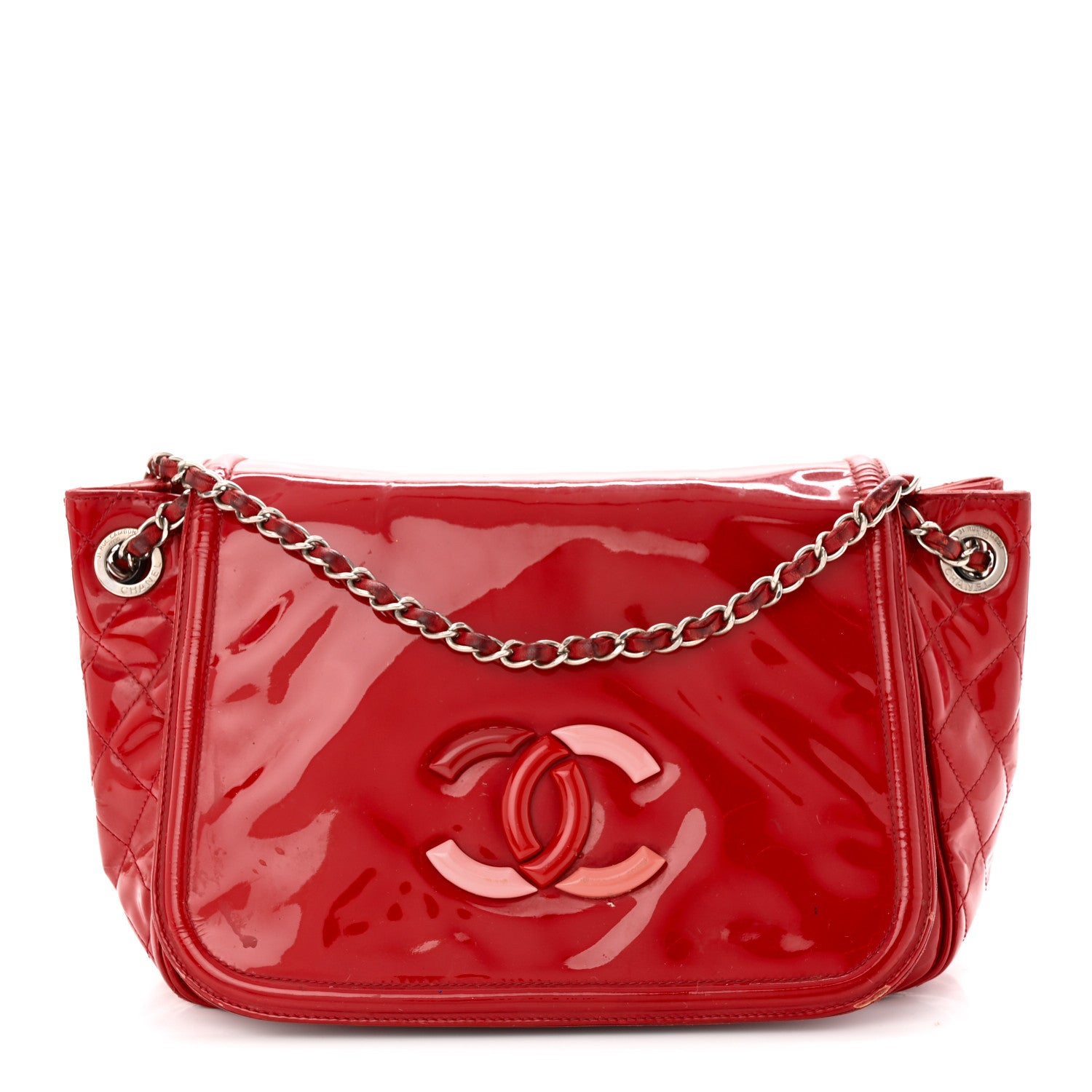 Chanel Vinyl CC Lipstick Accordion Flap Red 1 of 22