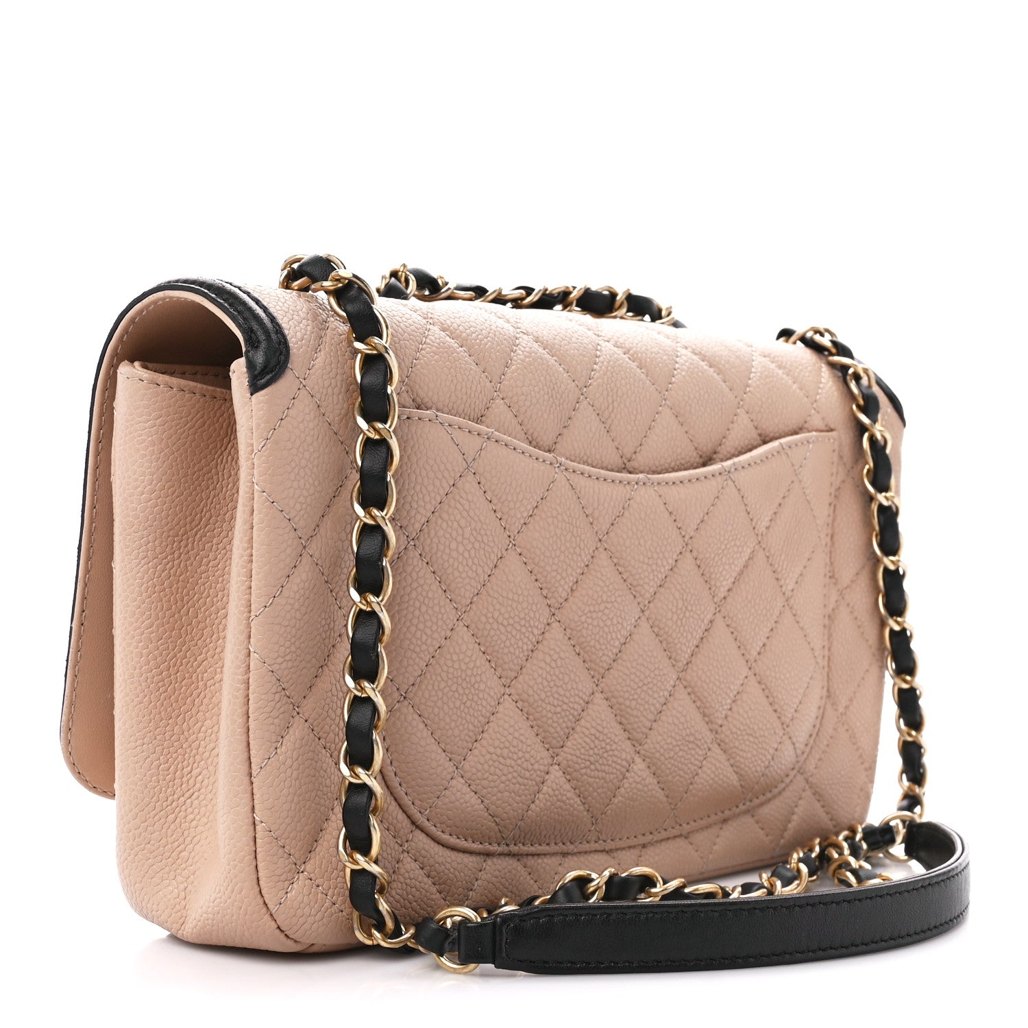 Chanel Caviar Quilted Medium CC Filigree Flap Beige Black 3 of 10
