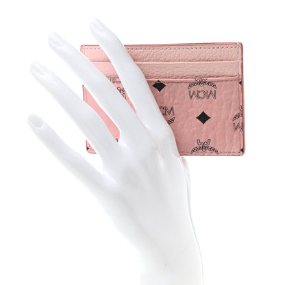 MCM Calfskin Visetos Mini Card Case Soft Pink 2 of 7