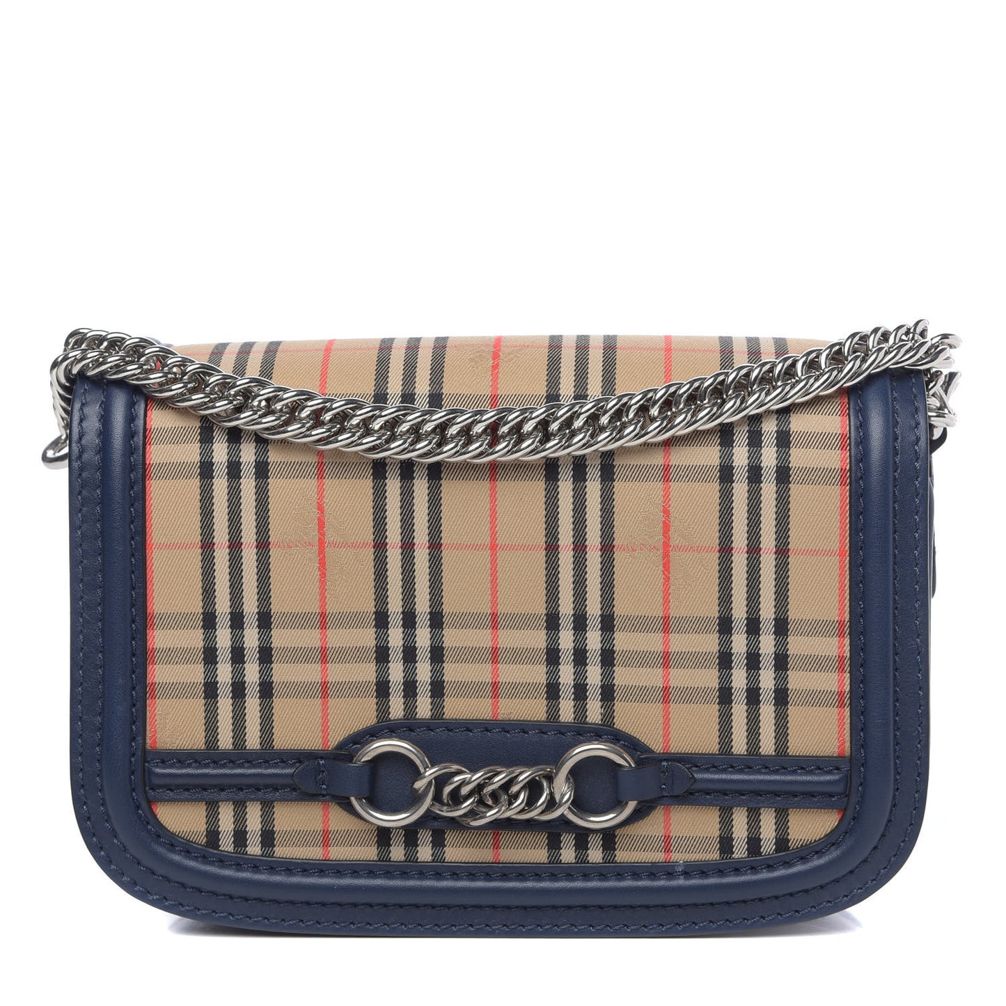Smooth Calfskin 1983 Knight Check Link Shoulder Bag Ink Blue