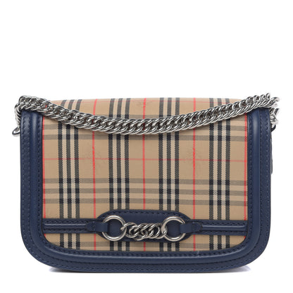Burberry Smooth Calfskin 1983 Knight Check Link Shoulder Bag Ink Blue 1 of 8