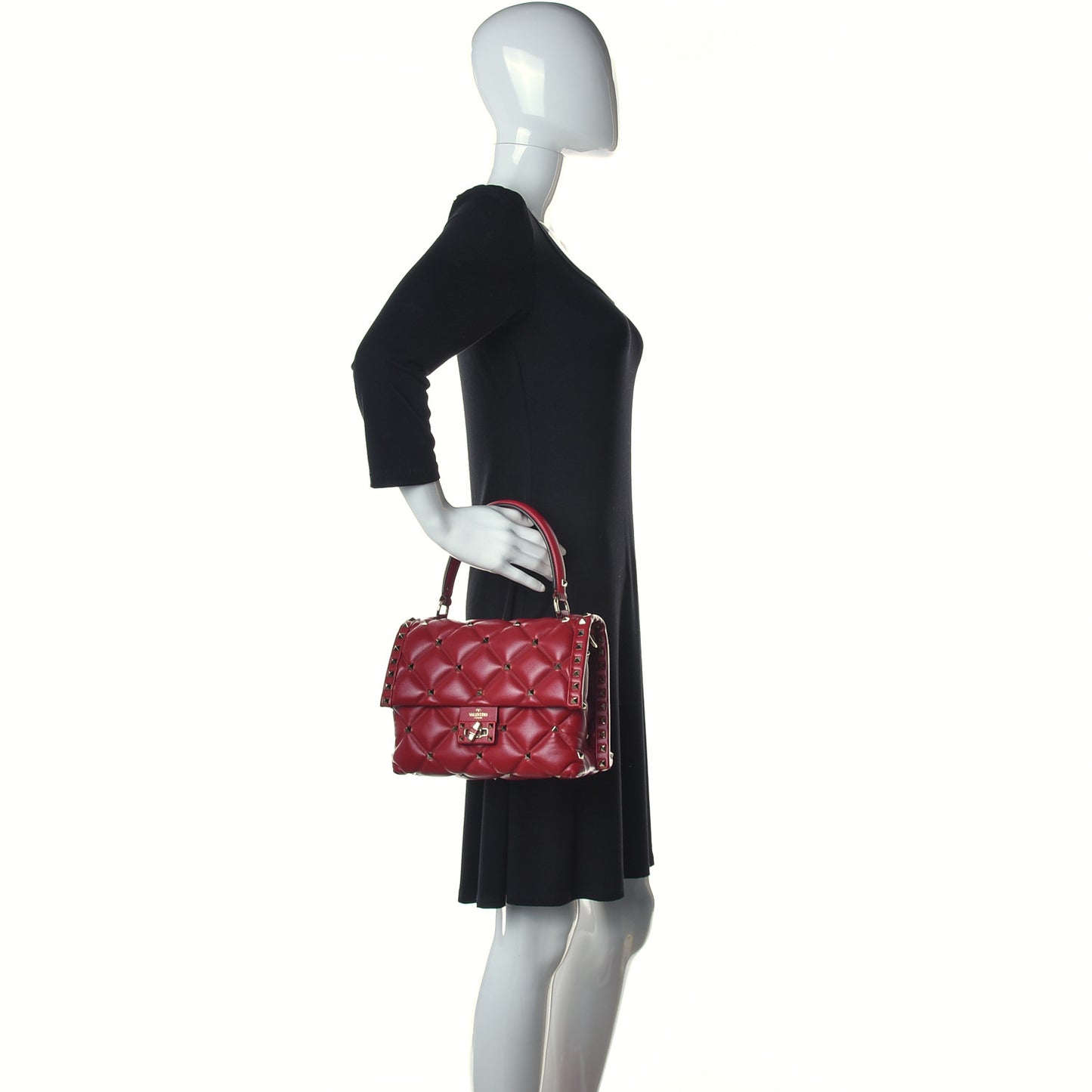 Nappa Medium Candystud Top Handle Bag Rosso Valentino