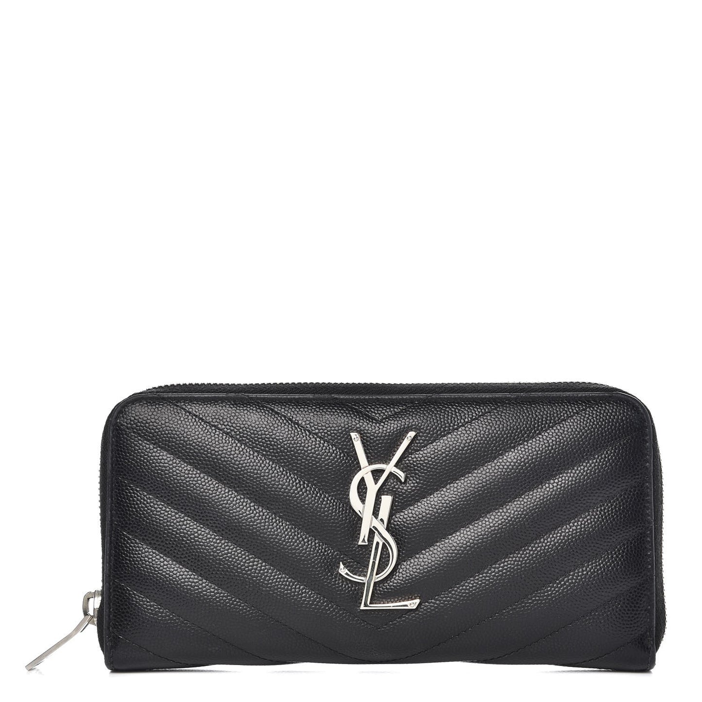 Grain De Poudre Matelasse Chevron Monogram Zip Around Wallet Black