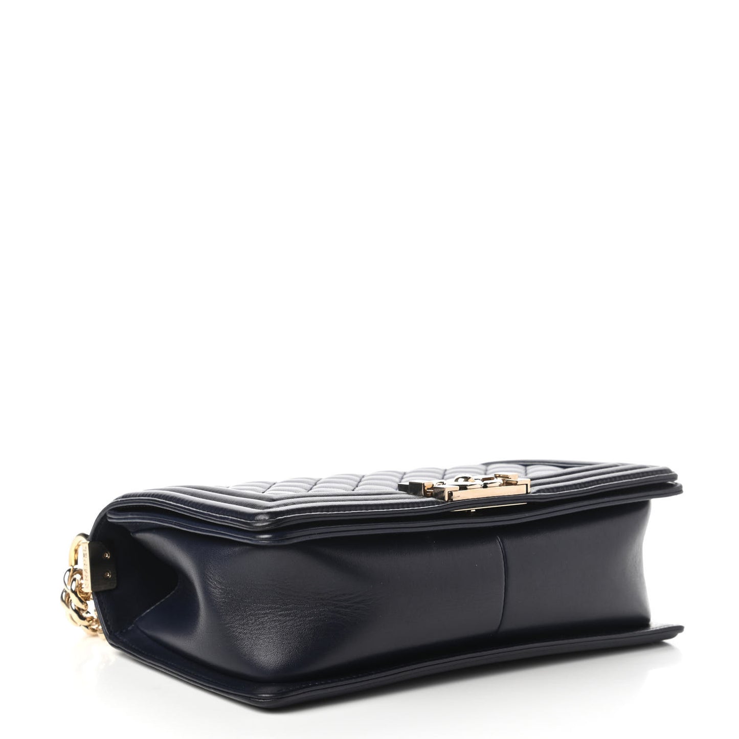 Lambskin Quilted Medium Boy Flap Dark Navy