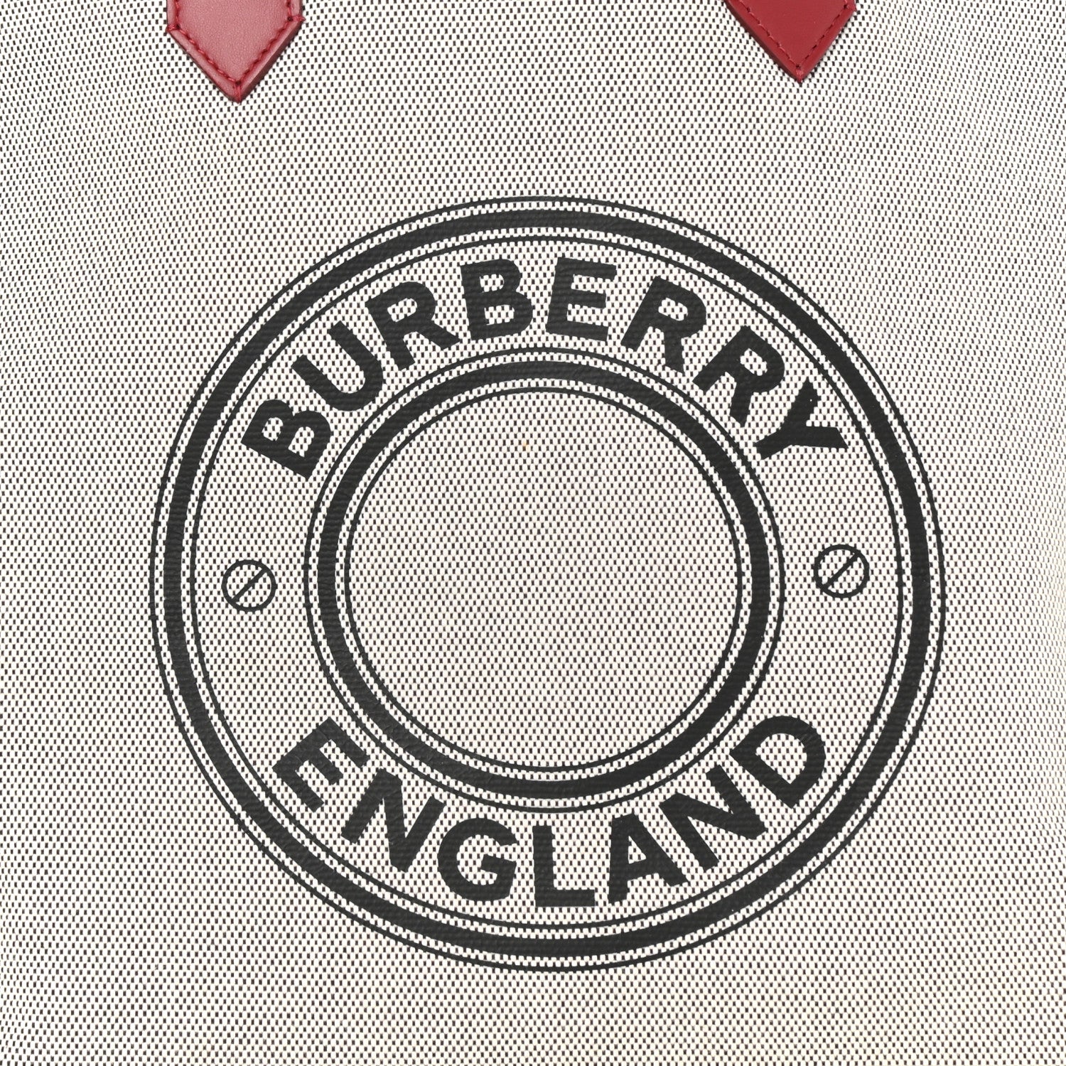 Burberry Cotton Canvas Calfskin Large Society Tote Bag Black Burgundy 6 of 8
