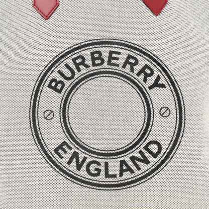 Burberry Cotton Canvas Calfskin Large Society Tote Bag Black Burgundy 6 of 8