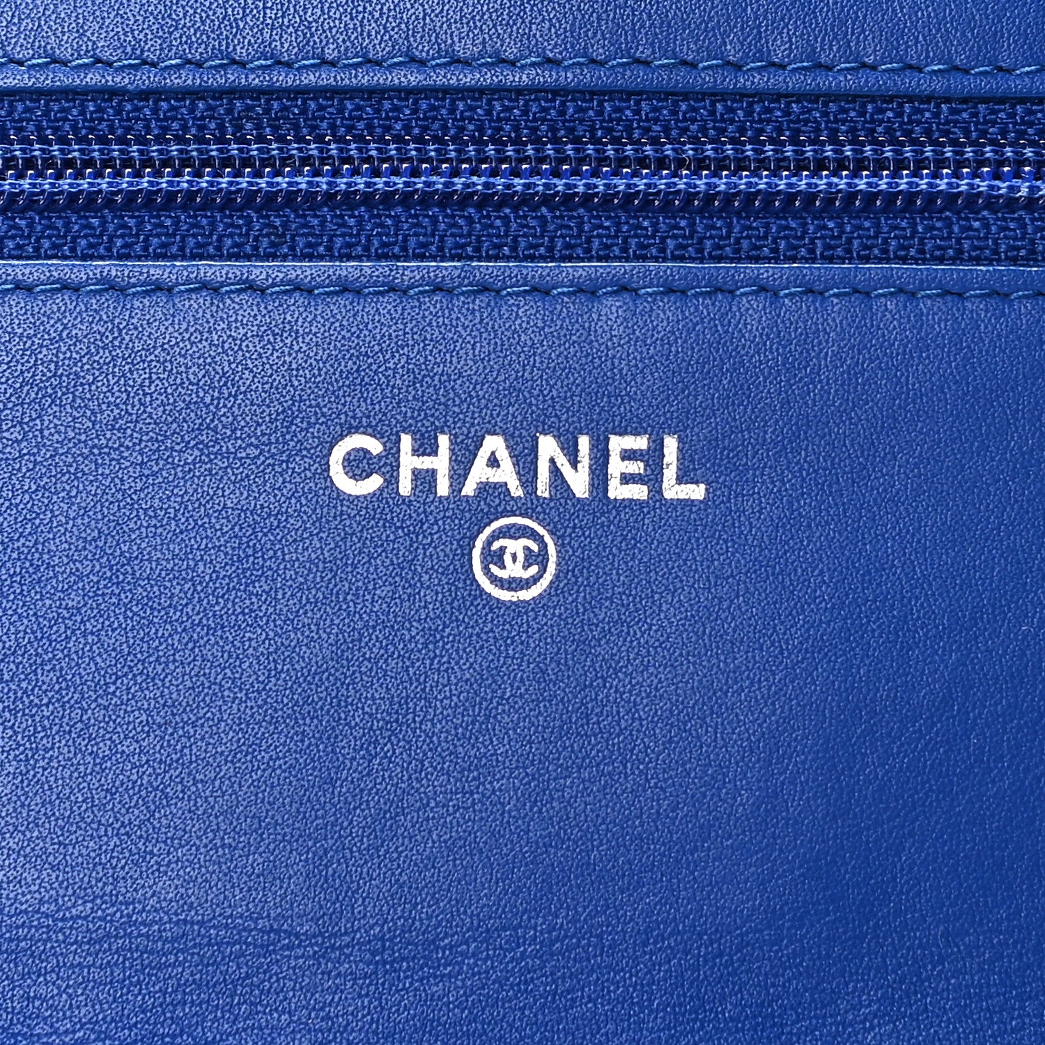 Chanel Patent Quilted Wallet On Chain WOC Blue 6 of 10
