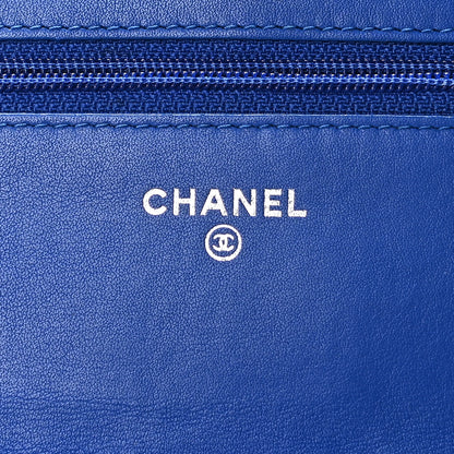 Chanel Patent Quilted Wallet On Chain WOC Blue 6 of 10