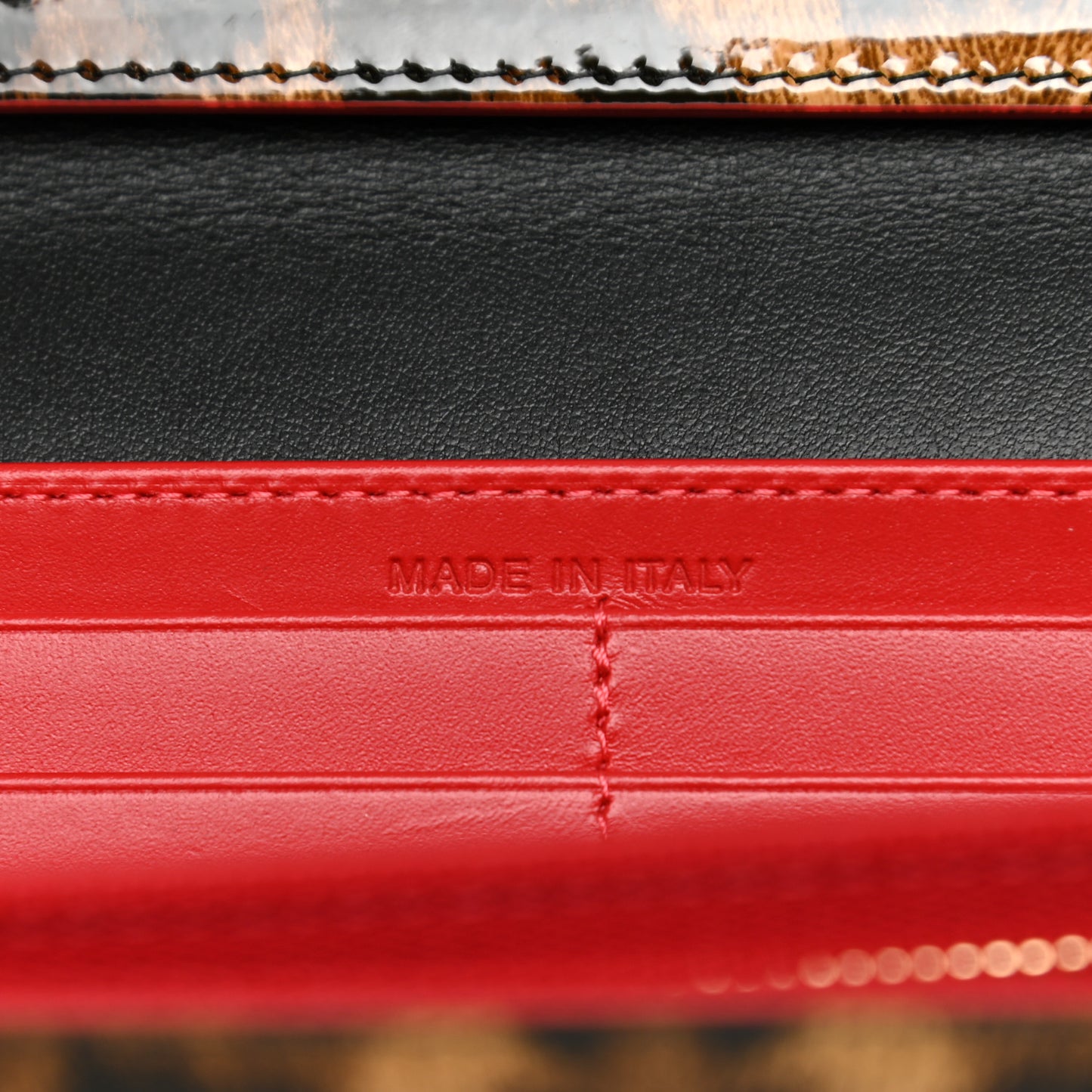 Patent Spiked Macaron Flap Wallet Leopard